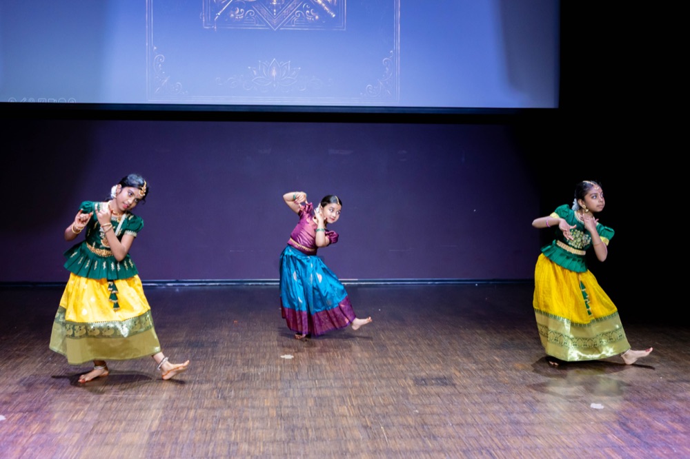 AVDS students performing classical Bharatanatyam at 2026 Annual Showcase